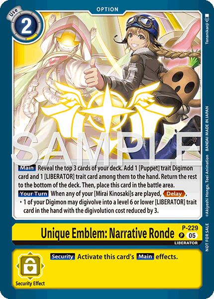 Unique Emblem: Narrative Ronde [P-229] (Dawn of Liberator Box Topper) [Promotional Cards] | Devastation Store