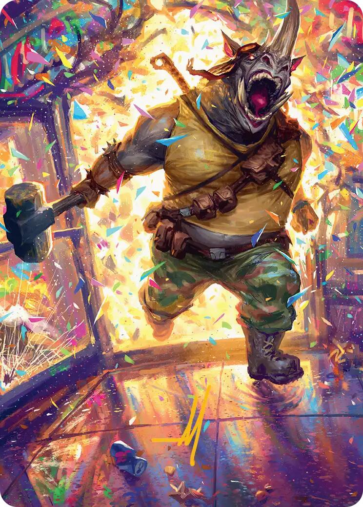 Rocksteady, Rowdy Rhino Art Card (Gold-Stamped Signature) [Teenage Mutant Ninja Turtles Art Series] | Devastation Store