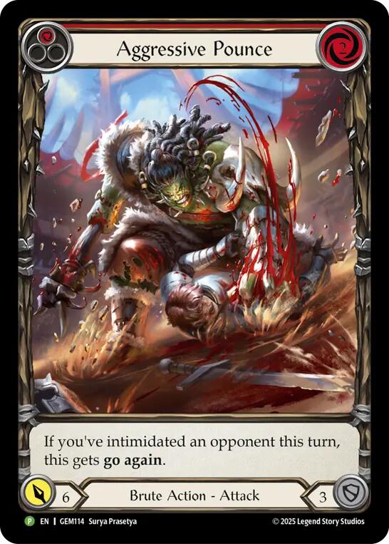 Aggressive Pounce (Red) [GEM114] (GEM Pack 4)  Rainbow Foil | Devastation Store