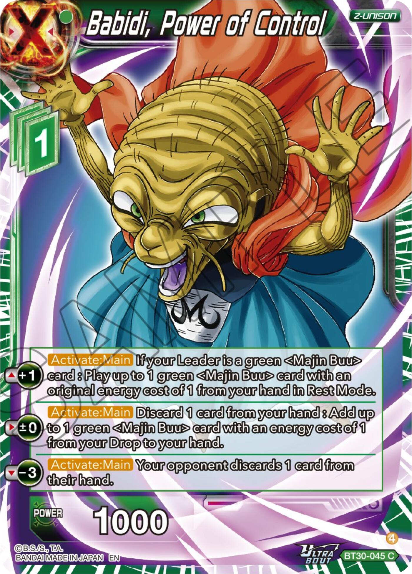 Babidi, Power of Control (BT30-045) [Three Glorious Fighters] | Devastation Store