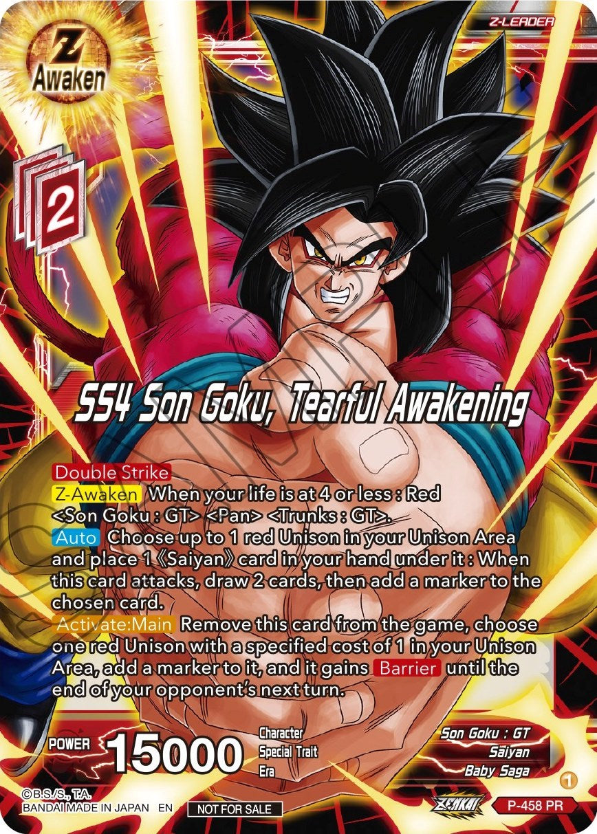 SS4 Son Goku, Tearful Awakening (Z03 Dash Pack) (P-458) [Promotion Cards] | Devastation Store