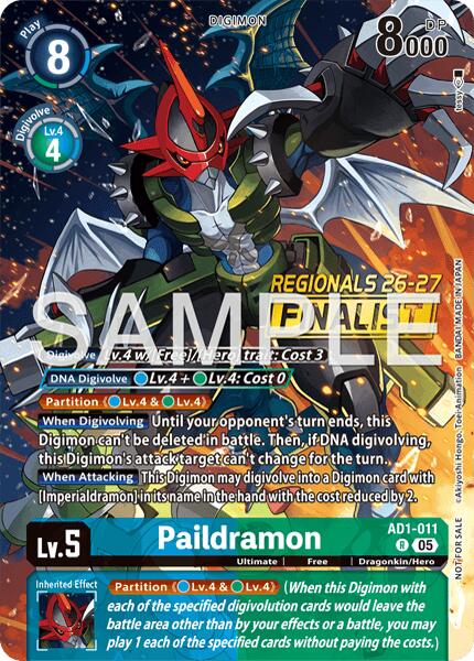 Paildramon [AD1-011] - AD1-011 (Regionals 26-27 Season 2 Finalist) [Advanced Booster Digimon Generation] | Devastation Store