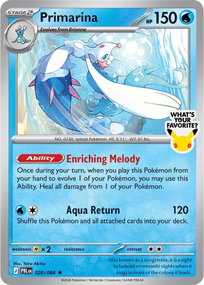 Primarina (020/084) (What's Your Favorite Stamp) [Mega Evolution: Pitch Black] | Devastation Store