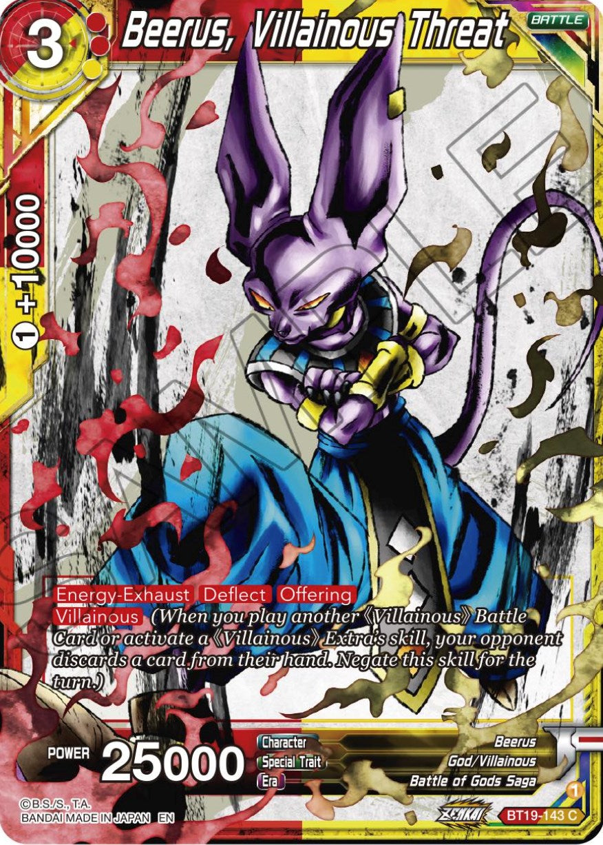 Beerus, Villainous Threat (BT19-143) [Fighter's Ambition] | Devastation Store