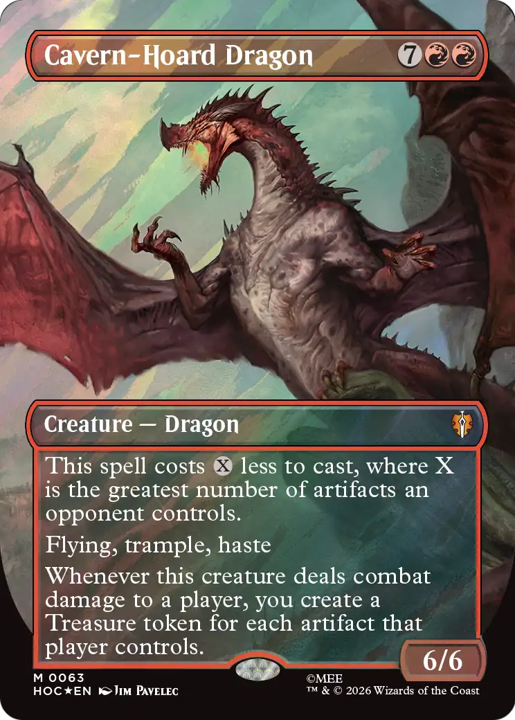 Cavern-Hoard Dragon (Borderless) (Surge Foil) [The Hobbit: Eternal-Legal] | Devastation Store