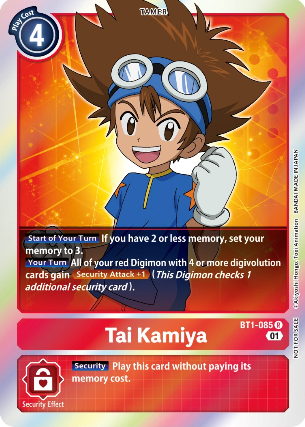 Tai Kamiya [BT1-085] (ST-11 Special Entry Pack) [Release Special Booster Promos] | Devastation Store