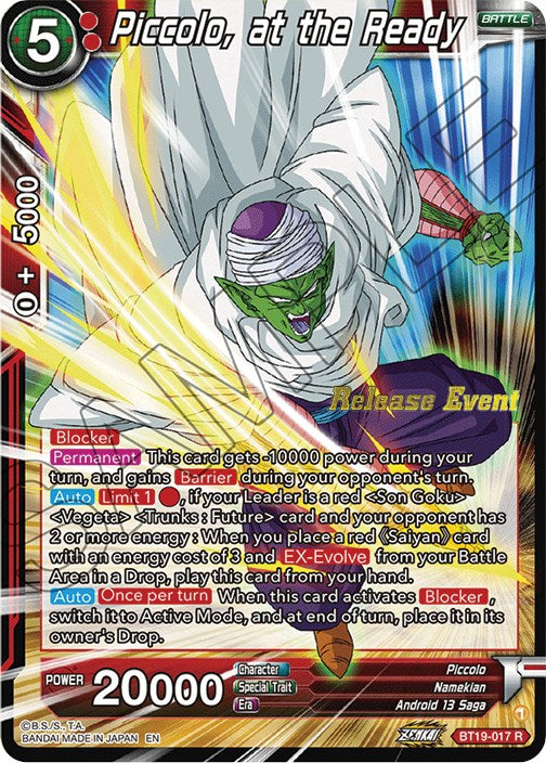 Piccolo, at the Ready (Fighter's Ambition Holiday Pack) (BT19-017) [Tournament Promotion Cards] | Devastation Store