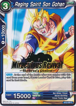Raging Spirit Son Gohan (Shenron's Chosen Stamped) (BT2-039) [Tournament Promotion Cards] | Devastation Store
