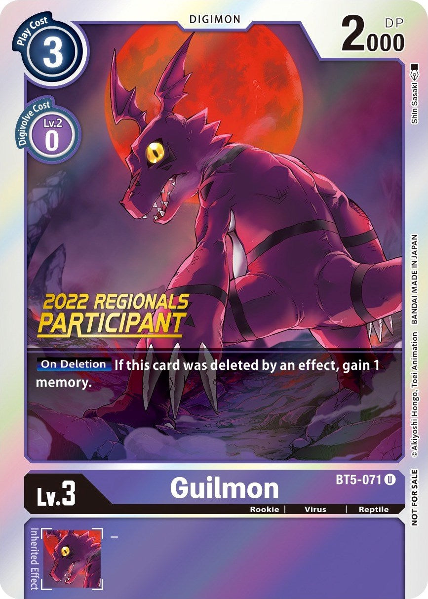 Guilmon [BT5-071] (2022 Championship Offline Regional) (Online Participant) [Battle of Omni Promos] | Devastation Store