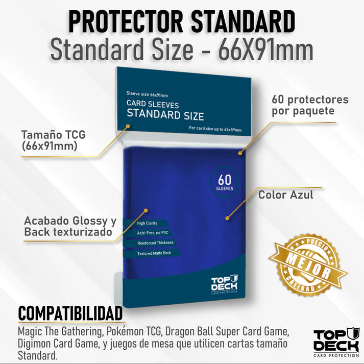 Protector Top Deck Standard 66x91mm Color Azul 60 Unidades | Devastation Store