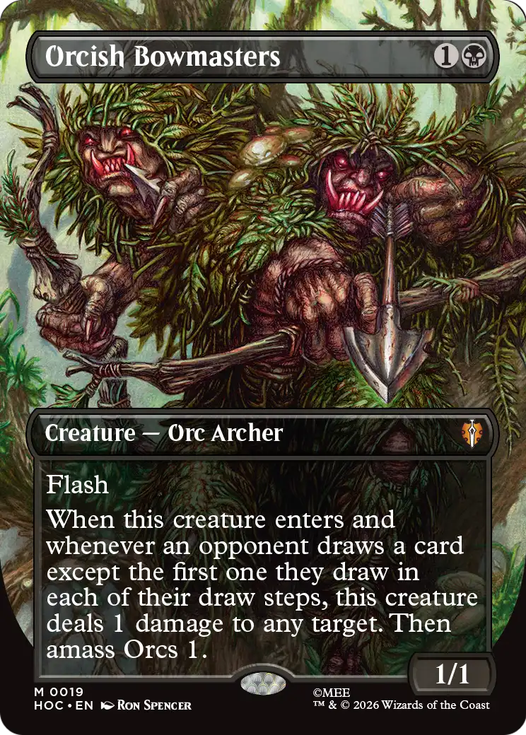 Orcish Bowmasters (Borderless) (Surge Foil) [The Hobbit: Eternal-Legal] | Devastation Store