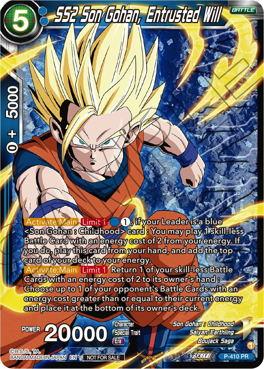 SS2 Son Gohan, Entrusted Will (Zenkai Series Tournament Pack Vol.1 Winner) (P-410) [Tournament Promotion Cards] | Devastation Store