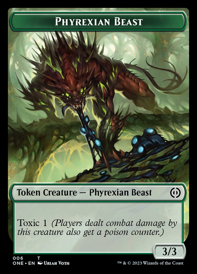 Rebel // Phyrexian Beast Double-Sided Token [Phyrexia: All Will Be One Tokens] | Devastation Store