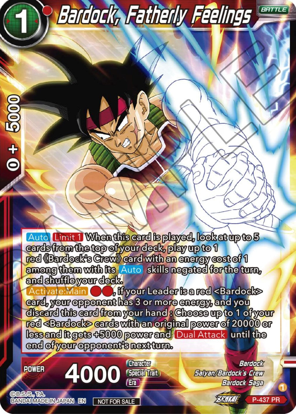 Bardock, Fatherly Feelings (Zenkai Series Tournament Pack Vol.2) (P-437) [Tournament Promotion Cards] | Devastation Store