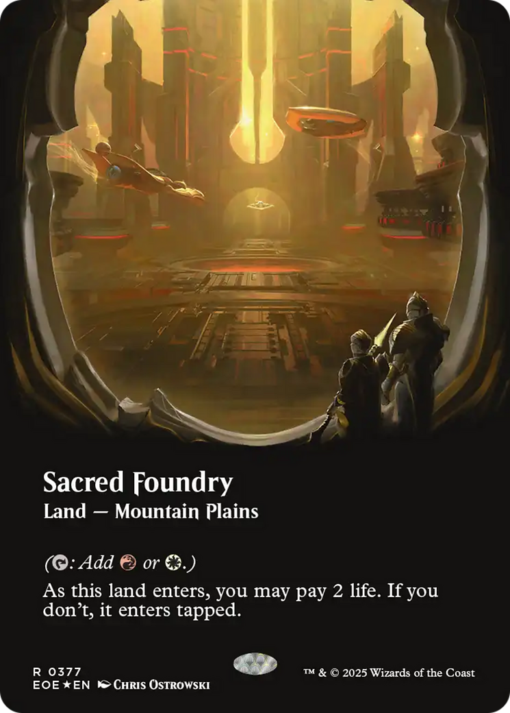 Sacred Foundry (Borderless) (Galaxy Foil) [Edge of Eternities] | Devastation Store