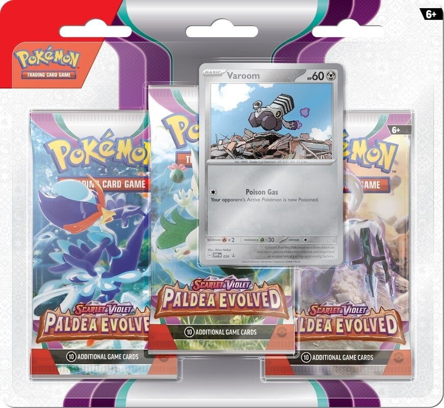 Scarlet & Violet: Paldea Evolved - 3-Pack Blisters (Varoom) | Devastation Store