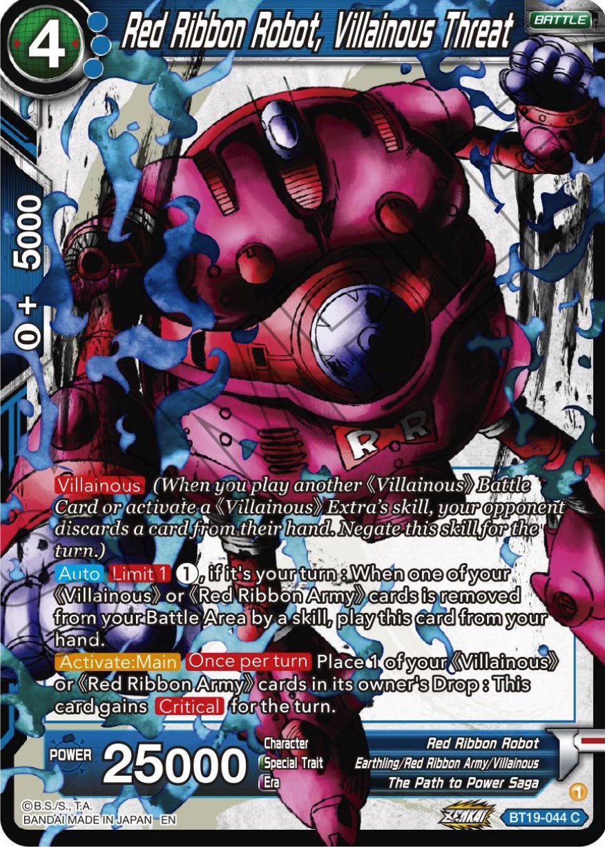 Red Ribbon Robot, Villainous threat (BT19-044) [Fighter's Ambition] | Devastation Store