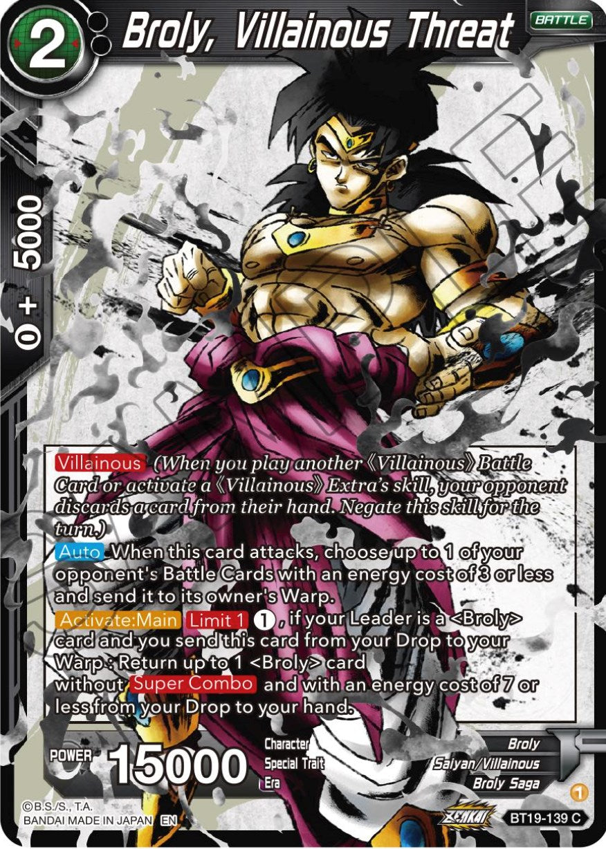 Broly, Villainous Threat (BT19-139) [Fighter's Ambition] | Devastation Store