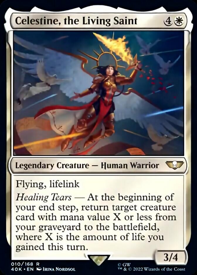 Celestine, the Living Saint (Surge Foil) [Universes Beyond: Warhammer 40,000] | Devastation Store