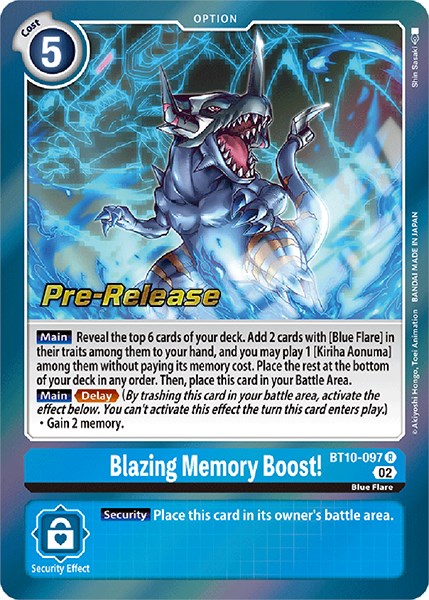 Blazing Memory Boost! [BT10-097] [Xros Encounter Pre-Release Cards] | Devastation Store