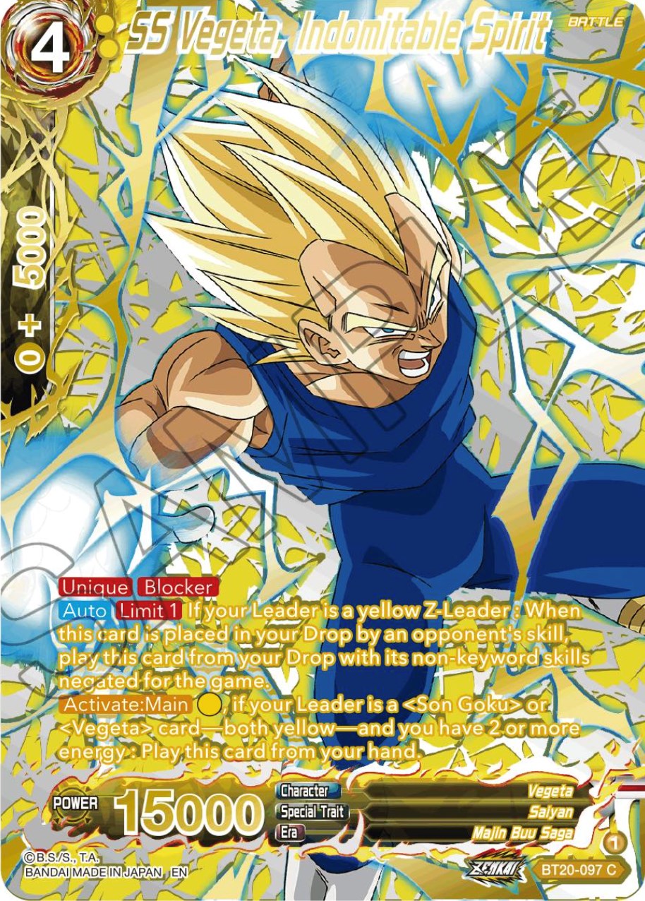 SS Vegeta, Indomitable Spirit (Gold-Stamped) (BT20-097) [Power Absorbed] | Devastation Store