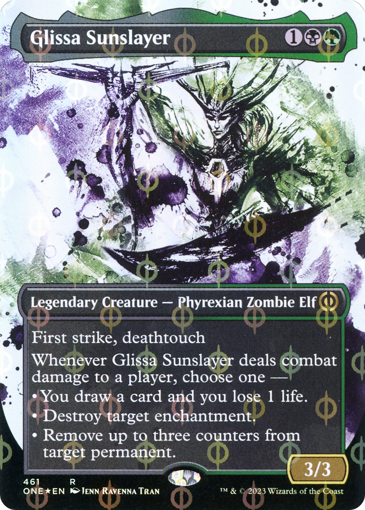 Glissa Sunslayer (Borderless Ichor Step-and-Compleat Foil) [Phyrexia: All Will Be One] | Devastation Store