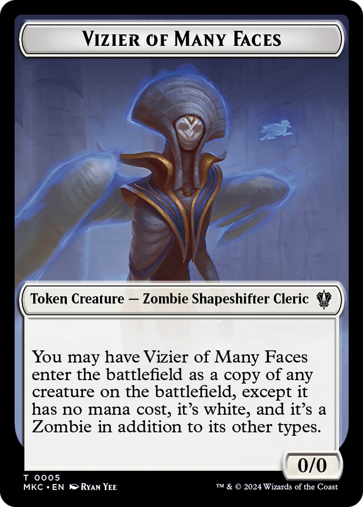 Vizier of Many Faces // Zombie Double-Sided Token [Murders at Karlov Manor Commander Tokens] | Devastation Store