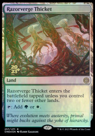 Razorverge Thicket [Phyrexia: All Will Be One Prerelease Promos] | Devastation Store