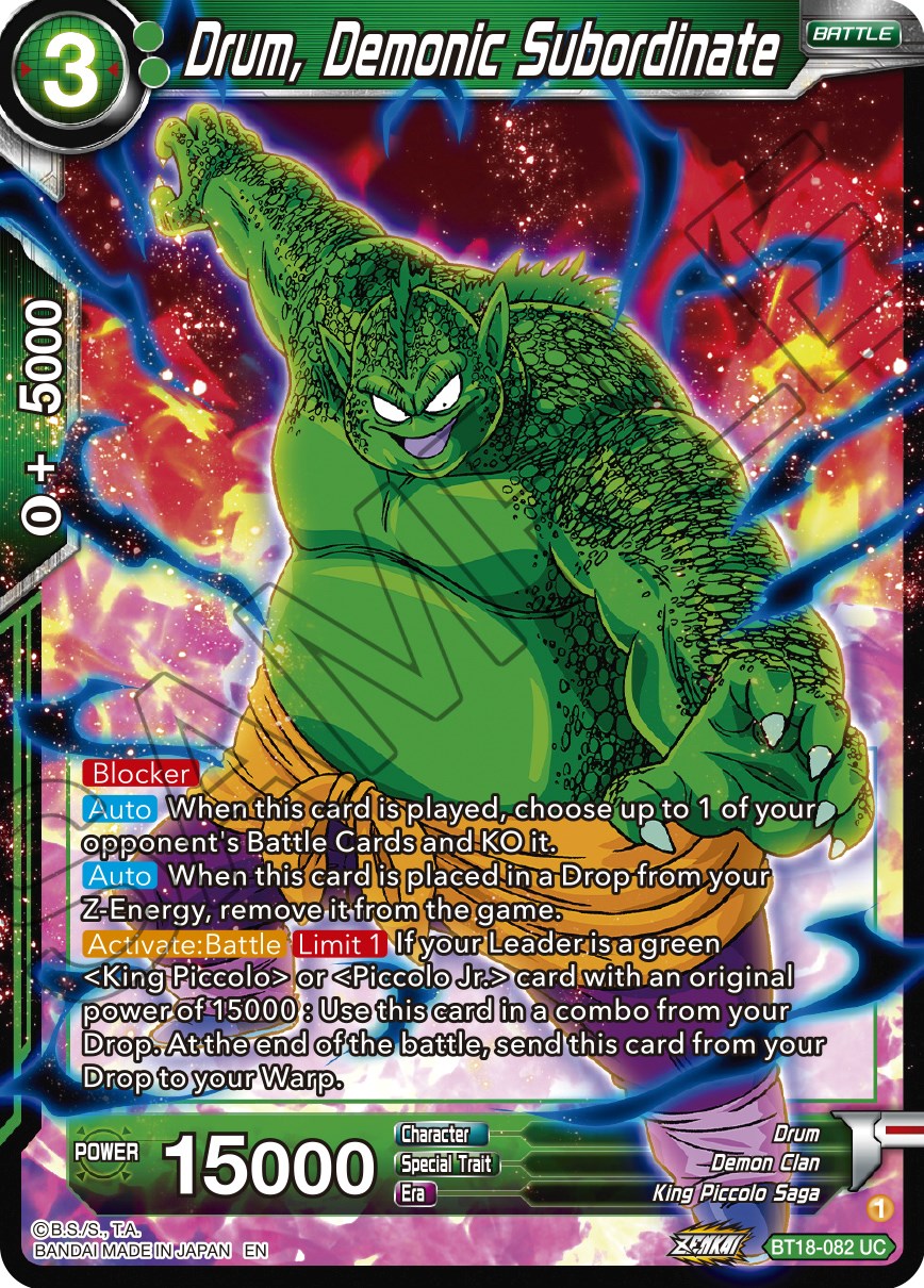 Drum, Demonic Subordinate (BT18-082) [Dawn of the Z-Legends] | Devastation Store