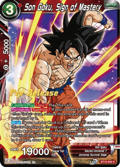 Son Goku, Sign of Mastery (BT16-006) [Realm of the Gods Prerelease Promos] | Devastation Store