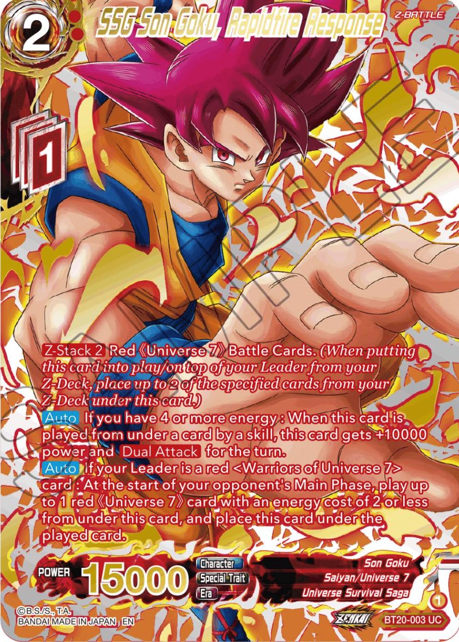 SSG Son Goku, Rapidfire Response (Gold-Stamped) (BT20-003) [Power Absorbed] | Devastation Store