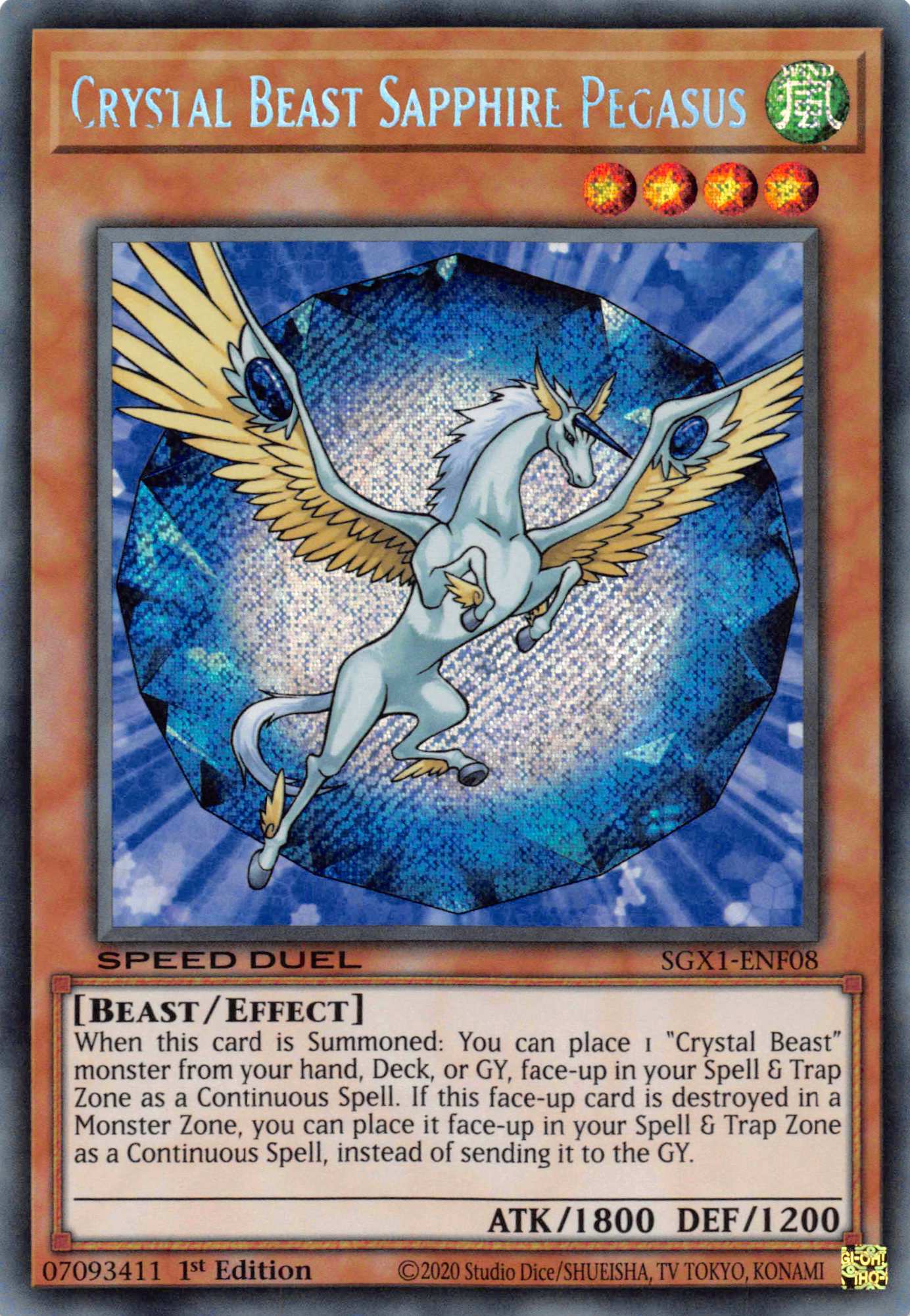 Crystal Beast Sapphire Pegasus [SGX1-ENF08] Secret Rare | Devastation Store