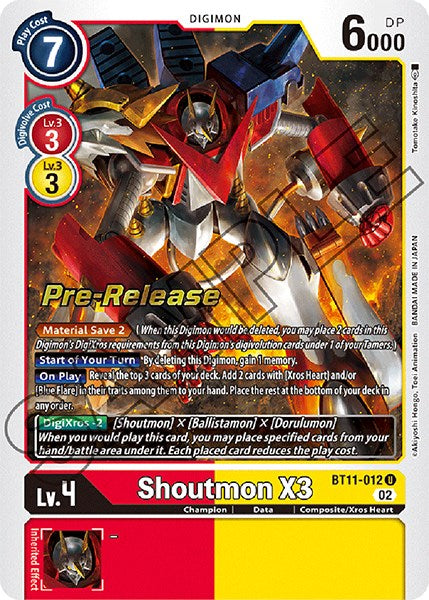 Shoutmon X3 [BT11-012] [Dimensional Phase Pre-Release Promos] | Devastation Store