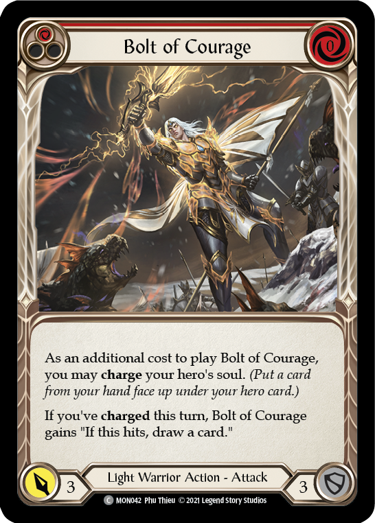 Bolt of Courage (Red) (Rainbow Foil) [MON042-RF] 1st Edition Rainbow Foil - Devastation Store | Devastation Store