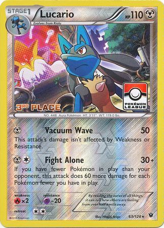 Lucario (63/124) (League Promo 3rd Place) [XY: Fates Collide] | Devastation Store