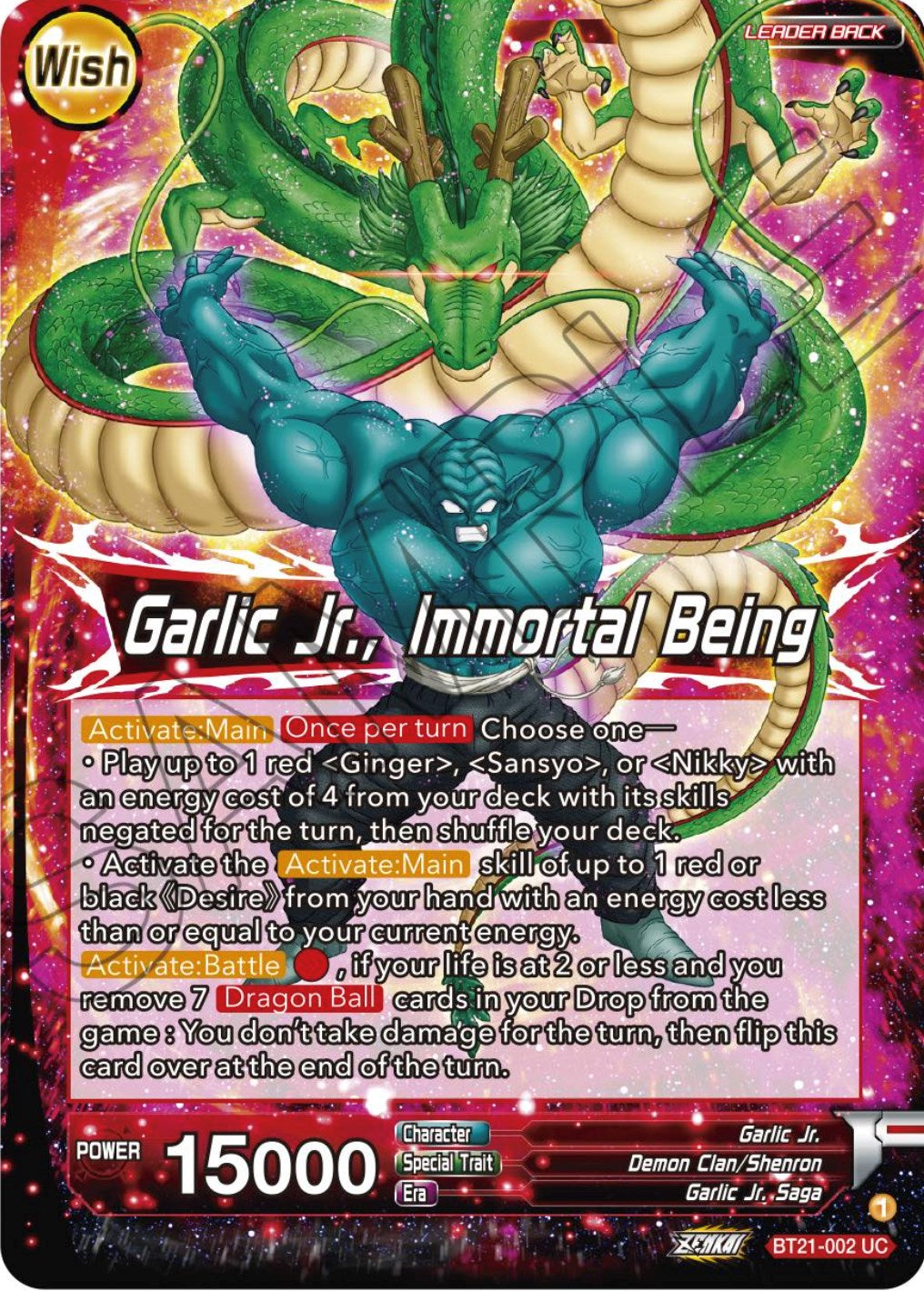 Garlic Jr. // Garlic Jr., Immortal Being (BT21-002) [Wild Resurgence] | Devastation Store