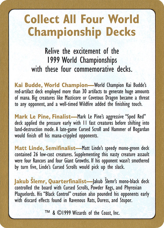 1999 World Championships Ad [World Championship Decks 1999] | Devastation Store
