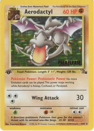 Aerodactyl (1/62) (Prerelease Promo) [Fossil 1st Edition] | Devastation Store