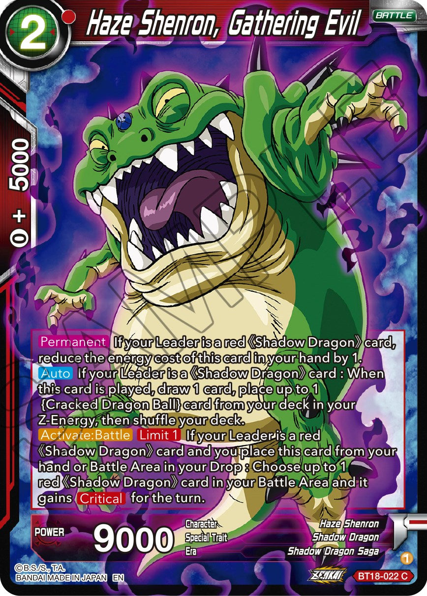 Haze Shenron, Gathering Evil (BT18-022) [Dawn of the Z-Legends] | Devastation Store