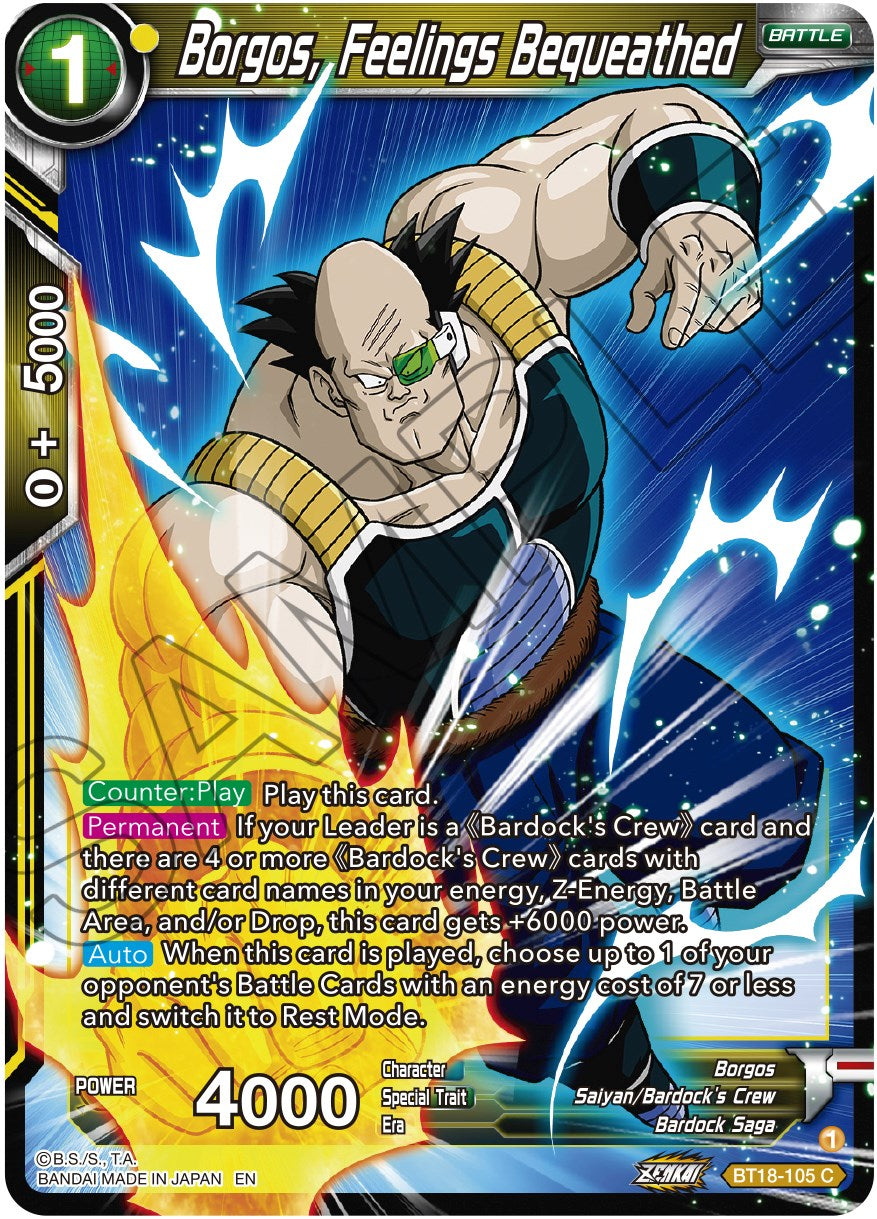 Borgos, Feelings Bequeathed (BT18-105) [Dawn of the Z-Legends] | Devastation Store