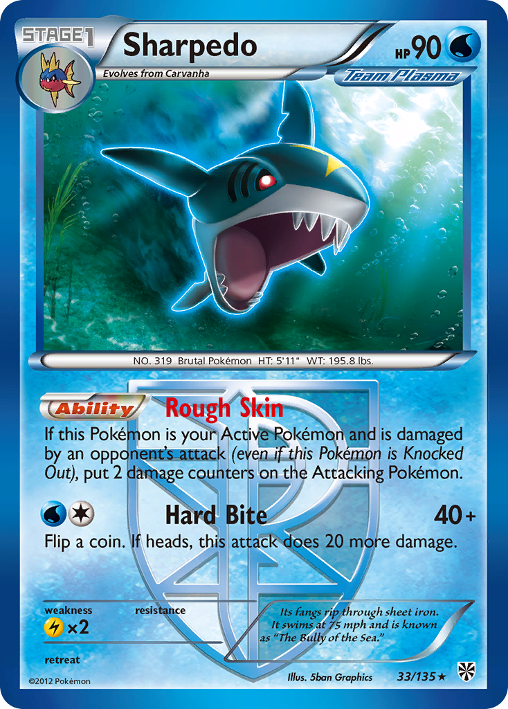 Sharpedo (33/135) [Black & White: Plasma Storm] | Devastation Store