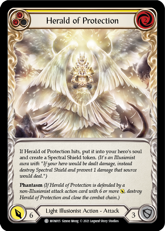 Herald of Protection (Yellow) (Rainbow Foil) [MON015-RF] 1st Edition Rainbow Foil - Devastation Store | Devastation Store