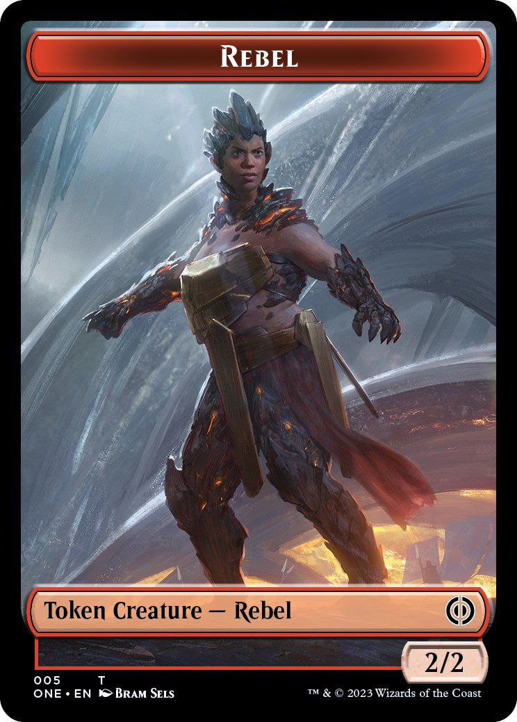 Rebel // Goblin Double-Sided Token [Phyrexia: All Will Be One Commander Tokens] | Devastation Store