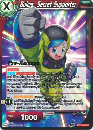 Bulma, Secret Supporter (BT12-003) [Vicious Rejuvenation Prerelease Promos] | Devastation Store