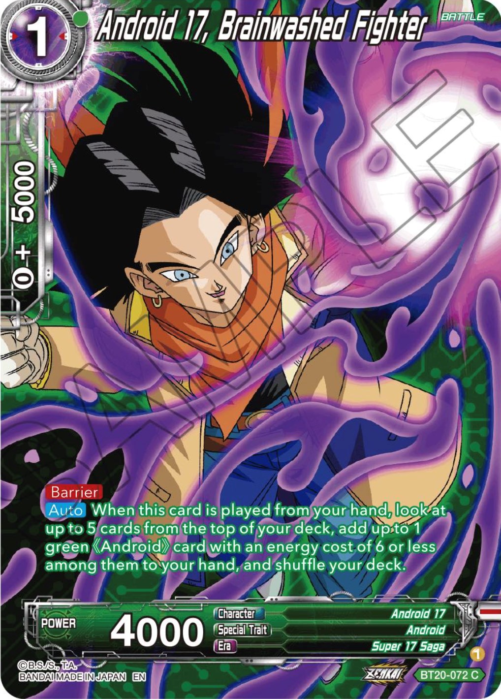 Android 17, Brainwashed Fighter (Silver Foil) (BT20-072) [Power Absorbed] | Devastation Store