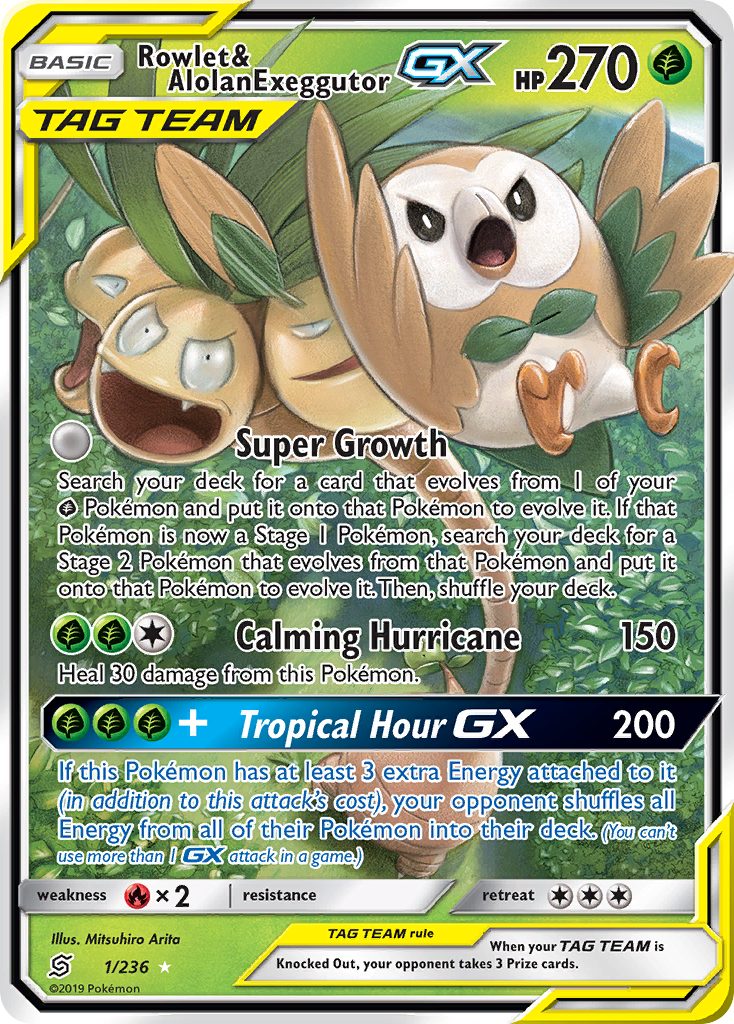 Rowlet & Alolan Exeggutor GX (1/236) [Sun & Moon: Unified Minds] | Devastation Store