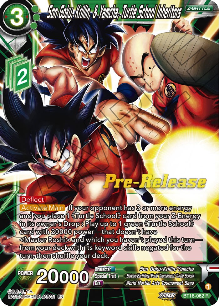 Son Goku, Krillin, & Yamcha, Turtle School Inheritors (BT18-062) [Dawn of the Z-Legends Prerelease Promos] | Devastation Store