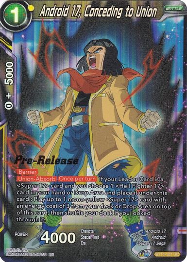 Android 17, Conceding to Union (BT14-107) [Cross Spirits Prerelease Promos] | Devastation Store