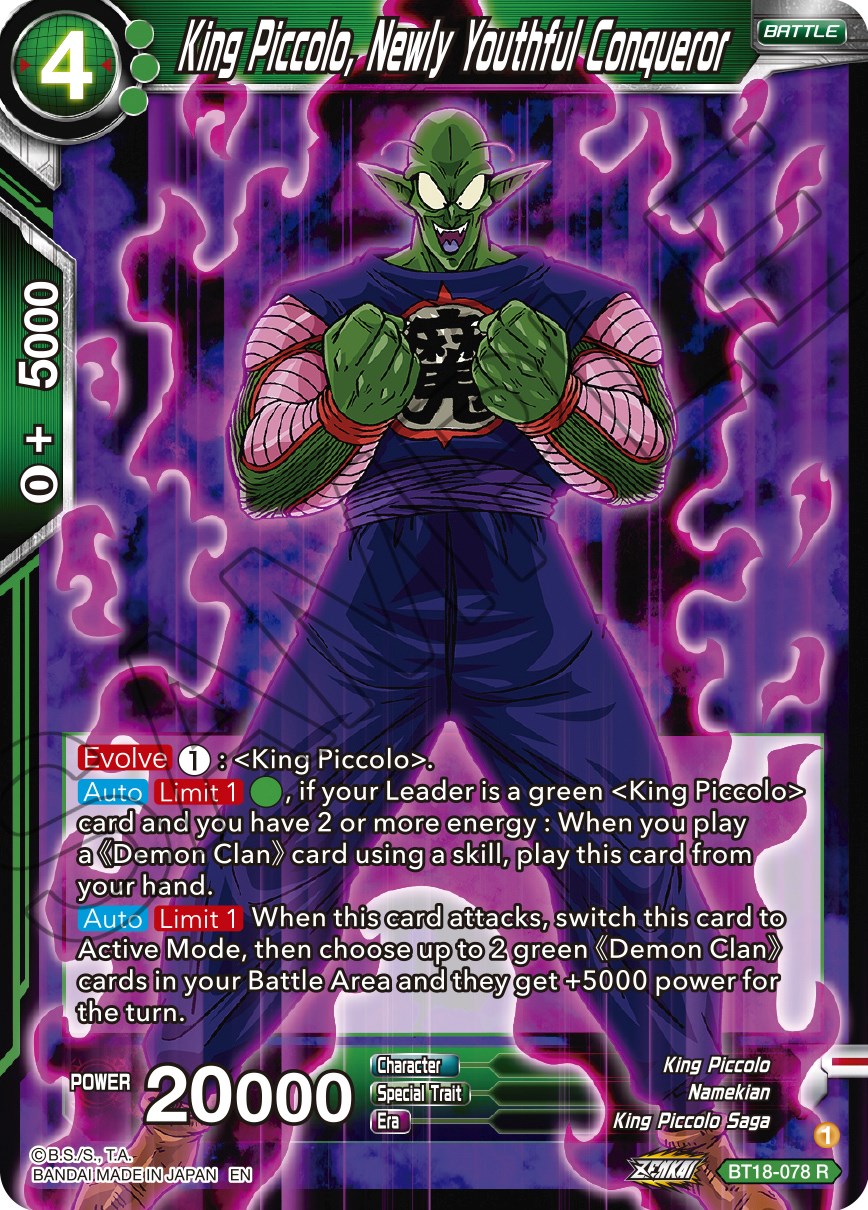 King Piccolo, Newly Youthful Conqueror (BT18-078) [Dawn of the Z-Legends] | Devastation Store