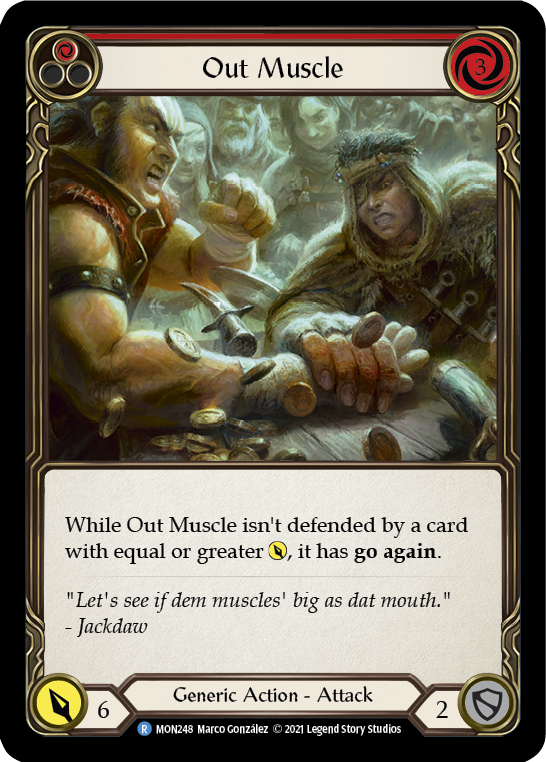 Out Muscle (Red) (Rainbow Foil) [MON248-RF] 1st Edition Rainbow Foil - Devastation Store | Devastation Store